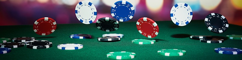 Poker Chips in Mid Air